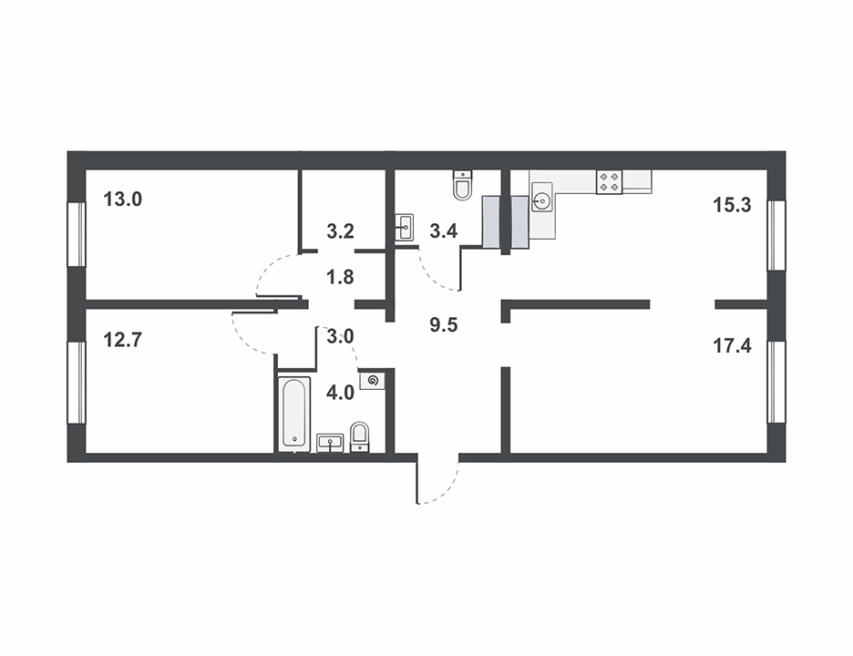 планировка квартиры 83 м2